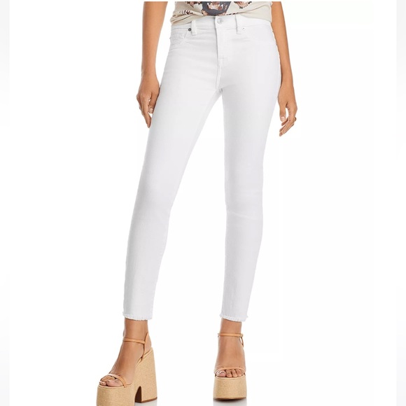 7 For All Mankind Roxanne Ankle Raw Hem Jeans SZ 28 White - Picture 3 of 17
